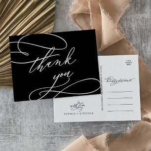 Carte Postale Calligraphie romantique   Merci noir foncé