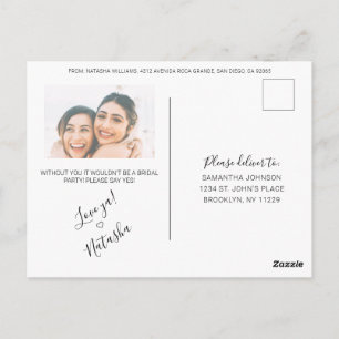 Carte Postale Calligraphie Rustique Photo Bridesmaid Proposition