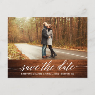Carte Postale Calligraphie Script Bois Enregistrer La Date Photo