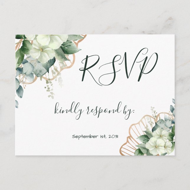 Carte Postale Calligraphie simple Verdure rustique Mariage flora (Devant)