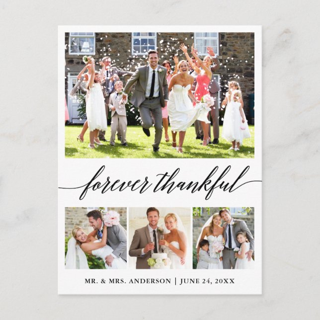 Carte Postale Calligraphie Toujours Reconnaissant 4 Photo Merci (Devant)