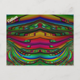 Carte Postale CALLUM ~ Motif de conception fractale 3D ~ Multico