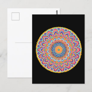 Carte Postale Calme Belle couleur colorée Mandala floral