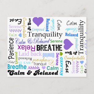 Carte Postale Calme et relaxant typographie de mots positifs