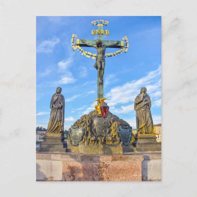 Carte Postale Calvary Sculpture, Charles Bridge, Prague (Devant)