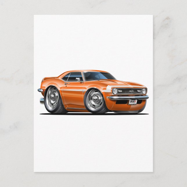 Carte Postale Camaro Orange-Blanc 1968 (Devant)