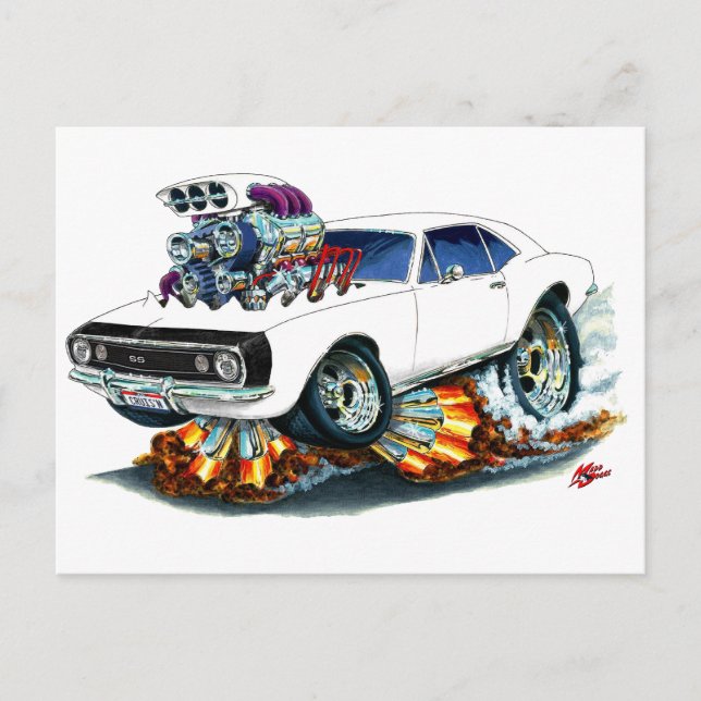 Carte Postale Camaro SS noir blanc 1967 (Devant)