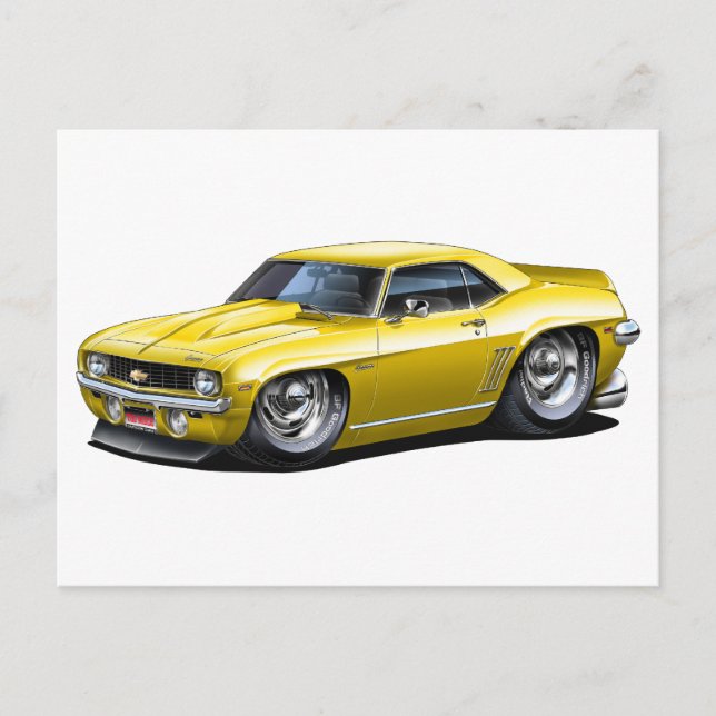 Carte Postale Camaro SS Yellow Car 1969 (Devant)
