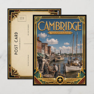 Carte Postale Cambridge Maryland Art Déco vintage de l'âge d'or