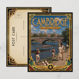 Carte Postale Cambridge Massachusetts Art Déco Vintage Âge d'Or