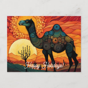 Carte Postale Camel du désert au coucher du soleil Colorful Happ