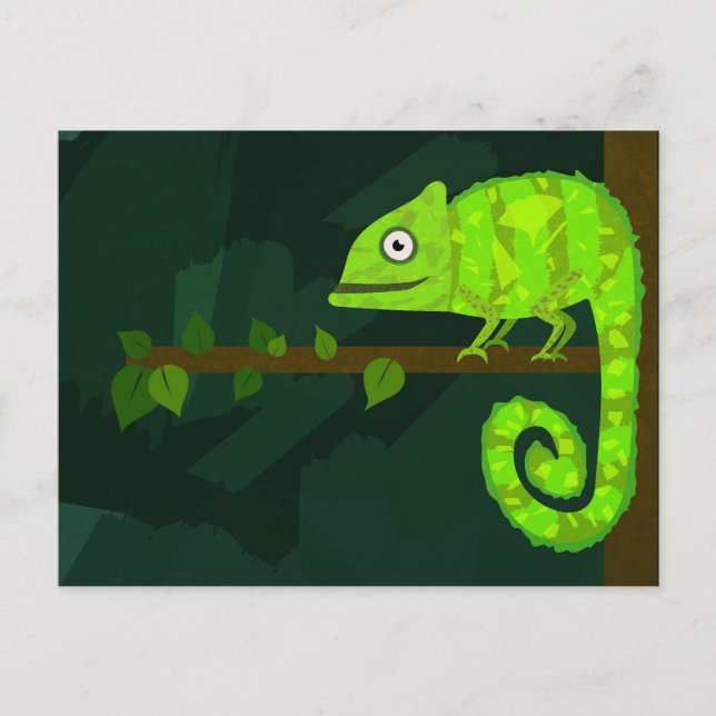 Carte Postale Caméléon vert mignon (Devant)