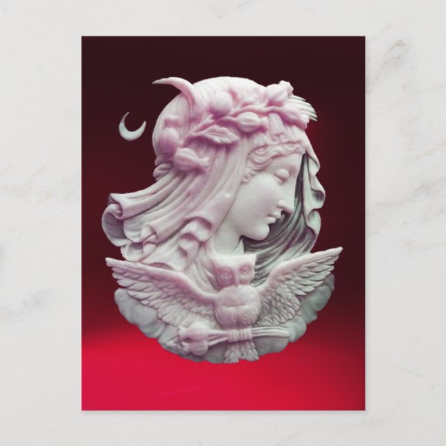 CARTE POSTALE CAMEO ANTIQUE, DAME DE LUNE DE NUIT AVEC OWL (Devant)