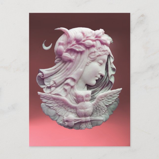 CARTE POSTALE CAMEO ROSE ANTIQUE, DAME DE NUIT DE LUNE AVEC OWL (Devant)