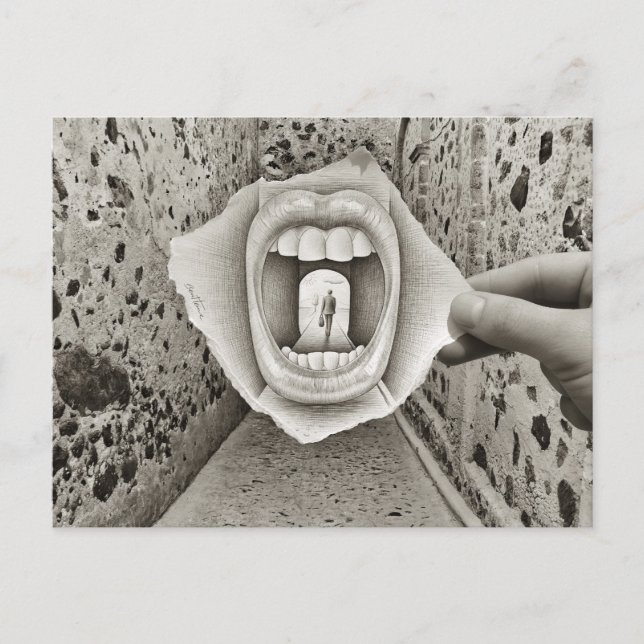 Carte Postale Caméra Crayon Vs - Bouche (Devant)