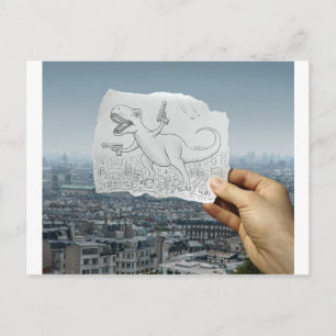 Carte Postale Caméra Crayon Vs - Dino