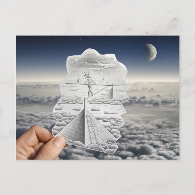 Carte Postale Caméra Crayon Vs - Marcheur Tightrope (Devant)