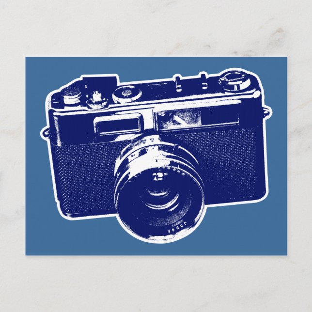 Carte Postale Caméra d'art pop bleu (Devant)