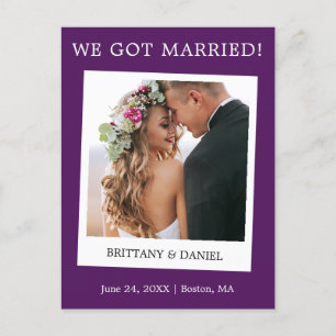 Carte Postale Caméra instantanée Mariage photo Faire-part violet