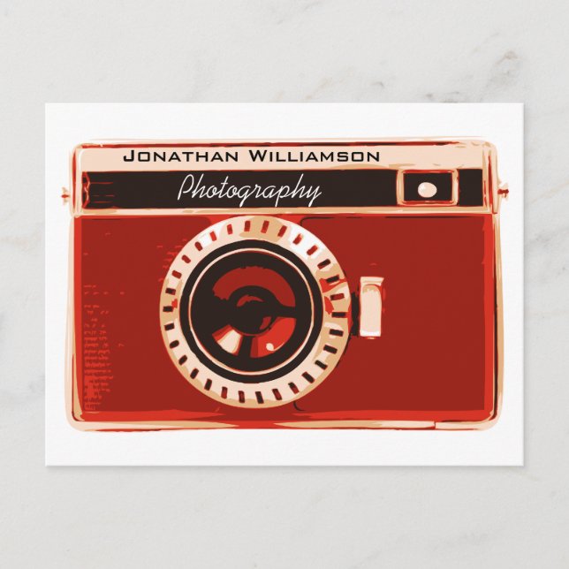 Carte Postale Caméra rouge riche Photographie Entreprise (Devant)