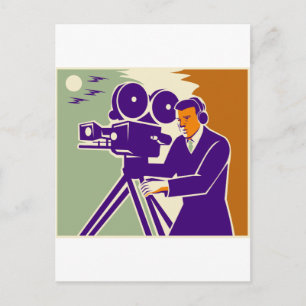 Carte Postale Caméra vidéo Vintage de l'équipe de cinéma Cameram