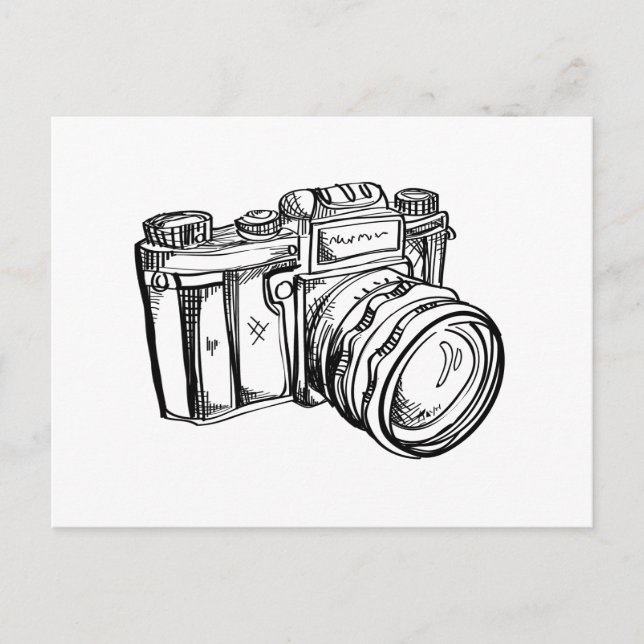 Carte postale Caméra vintage - noir et blanc (Devant)