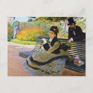 Carte Postale Camille Monet sur un banc de jardin Claude Monet