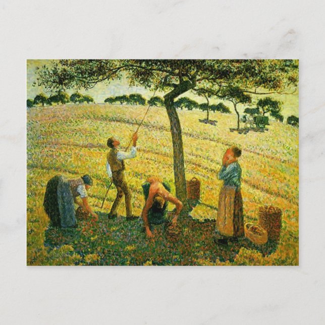 Carte Postale Camille Pissarro - La cueillette de pommes à Eragn (Devant)