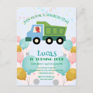 Carte Postale Camion à ordures de dinosaure drôle Nom de fête d'