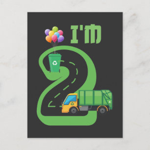 Carte Postale Camion à ordures vieux de 2 ans 2e anniversaire