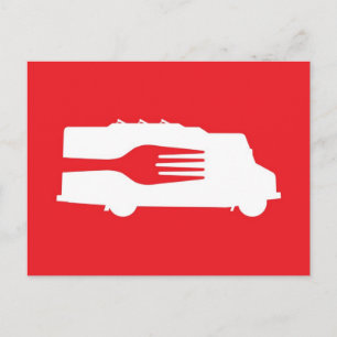 Carte Postale Camion alimentaire : Côté/Fourche (rouge)