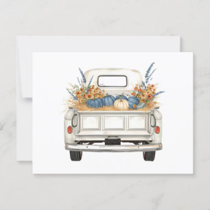 Carte Postale Camion blanc avec Citrouilles bleus