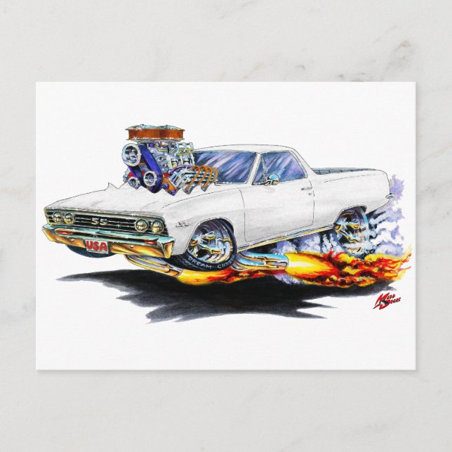 Carte Postale Camion blanc El Camino 1967 (Devant)