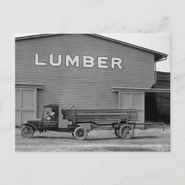 Carte Postale Camion de bois d'époque, années 1920 (Devant)
