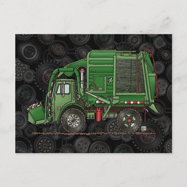 Carte Postale Camion de camion à ordures (Devant)