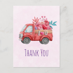 Carte Postale Camion de l'amour mignon avec un chargement de cœu