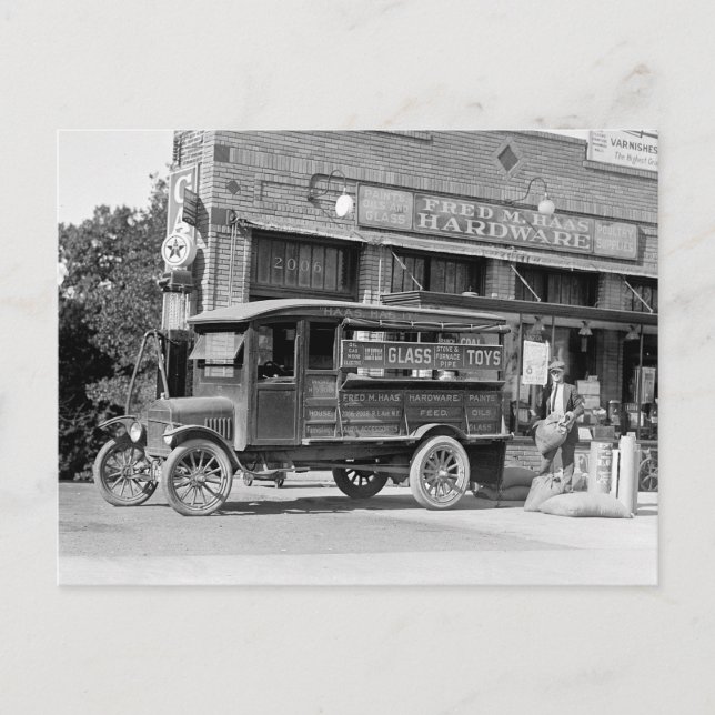 Carte Postale Camion de livraison de quincaillerie, 1924. Photo  (Devant)