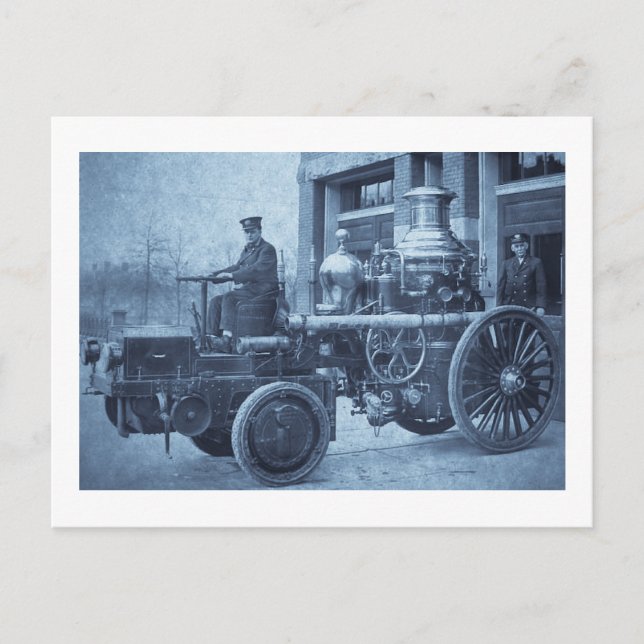 Carte Postale Camion de pompier à vapeur (Devant)