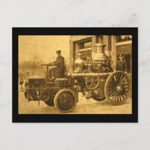 Carte Postale Camion de pompier à vapeur Vintage