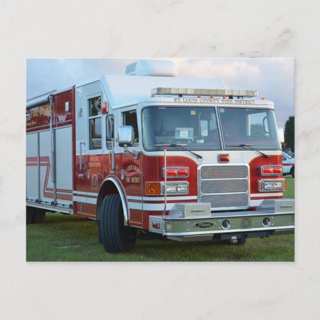 Carte Postale camion de pompiers du comté de st lucie camion d'i (Devant)