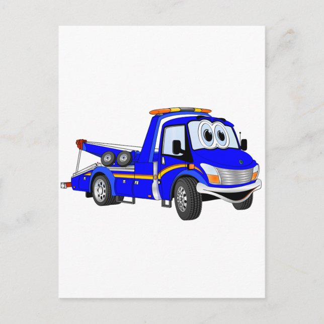 Carte Postale Camion de remorquage de cartons bleus (Devant)