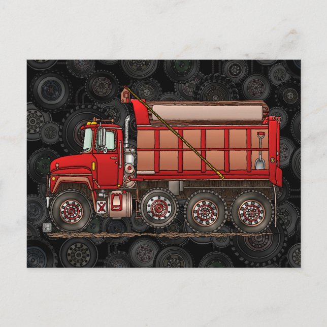 Carte Postale Camion de vidange de gravier mignon (Devant)