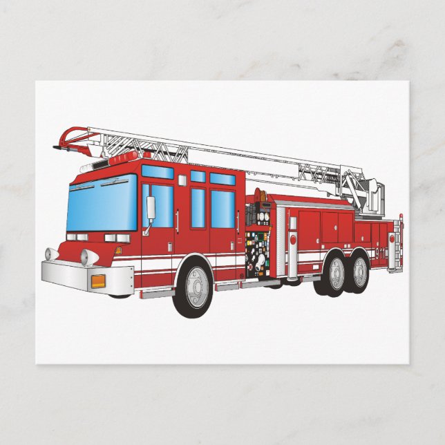 Carte Postale Camion d'incendie (Devant)