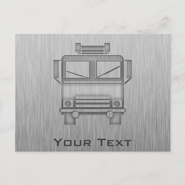 Carte Postale Camion-feu à look métallique brossé (Devant)