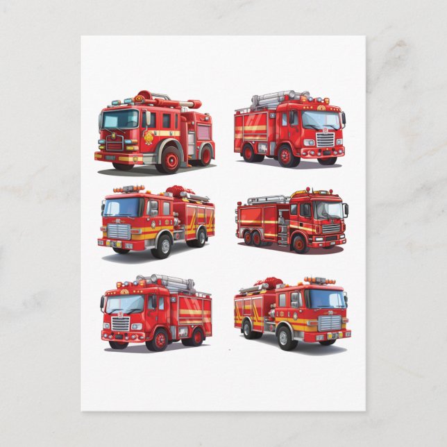 Carte Postale Camion feu rouge (Devant)