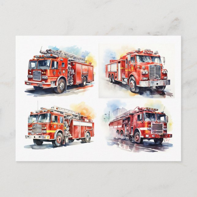 Carte Postale Camion feu rouge (Devant)