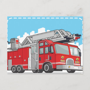Carte Postale Camion-feu rouge ou moteur d'incendie