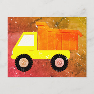 Carte Postale Camion Jaune Distressed