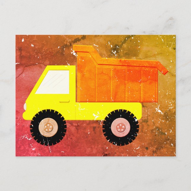 Carte Postale Camion Jaune Distressed (Devant)