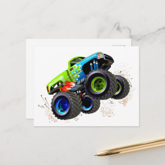 Carte Postale Camion monstre de dessin animé